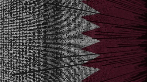 Program code and flag of Qatar. Qatari digital technology or programming related Stock Footage 91877285