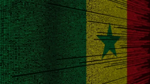 Program code and flag of Senegal. Senegalese digital technology or programming Stock Footage 91890106
