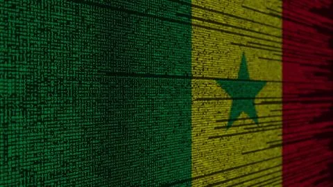 Program code and flag of Senegal. Senegalese digital technology or programming Illustration