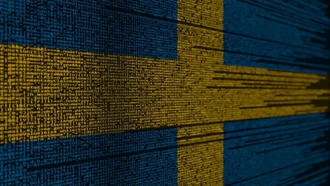 Program code and flag of Sweden. Swedish digital technology or programming Stock Footage 91944315