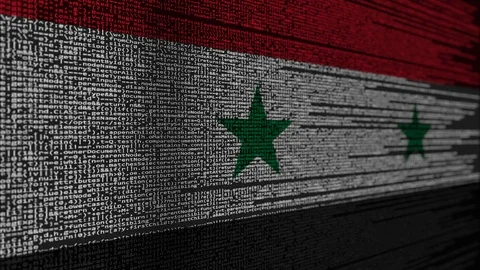 Program code and flag of Syria. Syrian digital technology or programming related Stock Footage 91944583
