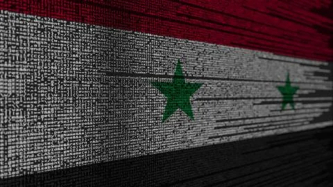 Program code and flag of Syria. Syrian digital technology or programming related Illustration