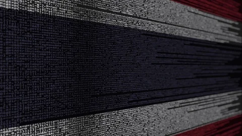 Program code and flag of Thailand. Thai digital technology or programming Stock Footage 91944887