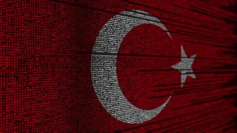 Program code and flag of Turkey. Turkish digital technology or programming Illustration