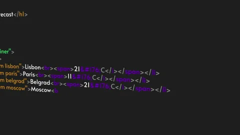 Program code animation. Colorful tegs, HTML or Java program language Stock Footage 148577027