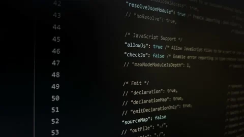 Program Code On Black Background On Display Video stock 240007389