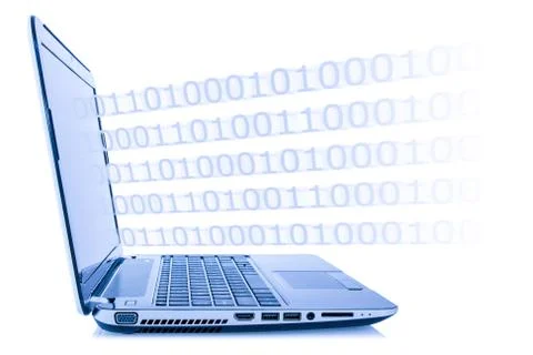 Program code coming out from laptop Stock Illustration