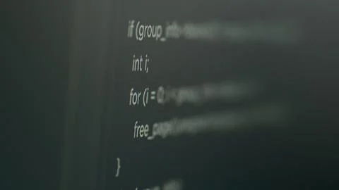 Program code on computer screen with software development database 写真素材