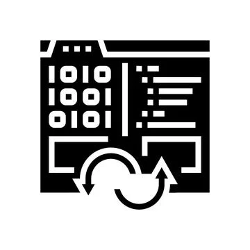 Program code converter glyph icon vector illustration Illustrazione stock