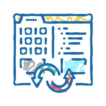 Program code converter icon doodle illustration 스톡 일러스트