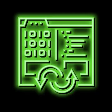 Program code converter neon glow icon illustration 스톡 일러스트