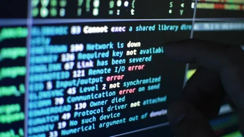 Program code developer analyzing digital data display on the computer's monitor Stock Footage 201289890