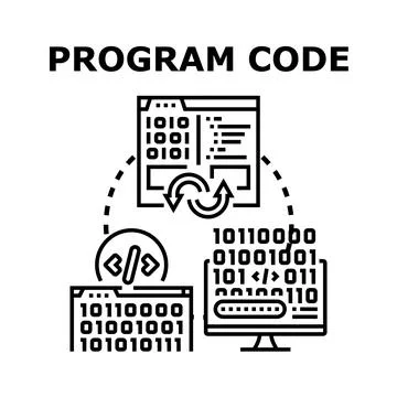 Program code development process, coding, and debugging concepts Stock Illustration