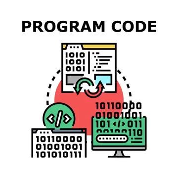 Program code development process, coding, and debugging concepts Stock Illustration