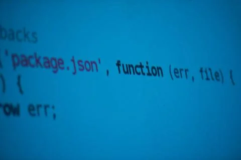 Program code java program code on projector screen at programming class ,m... Stock Photos
