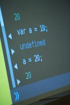 Program code java program code on projector screen at programming class ,m... Stock Photos