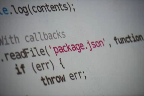 Program code java program code on projector screen at programming class ,m... Stock Photos