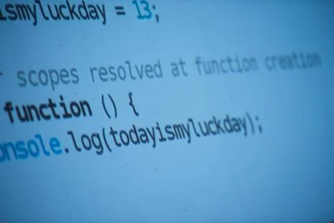 Program code java program code on projector screen at programming class ,m... Stock Photos