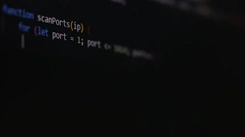 Program Code Javascript Network Port Scanning. Close up shot programming ta.. Stock Footage 278616023