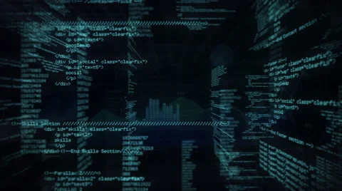 Program Code. Loopable. Blue/black. Dolly in. Stock Footage 45202217