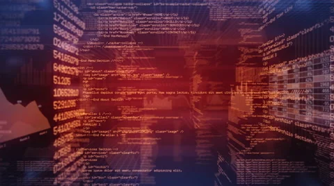 Program Code. Loopable. Red/blue. Dolly in. 스톡 동영상 46719590
