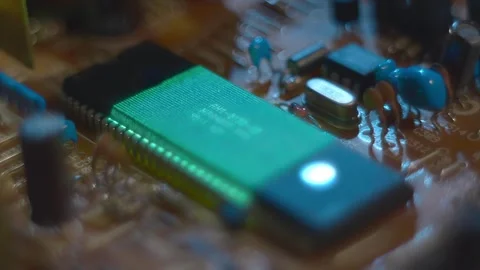 Program code on a microchip, symbolizing the operation of an electronic device Stock Footage 313178628