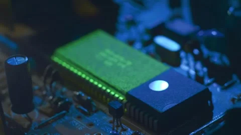 Program code on a microchip, symbolizing the operation of an electronic device Stock Footage 313220455