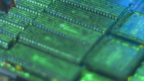 Program code on a microchips, symbolizing the operation of an electronic device Stock Footage 313150677