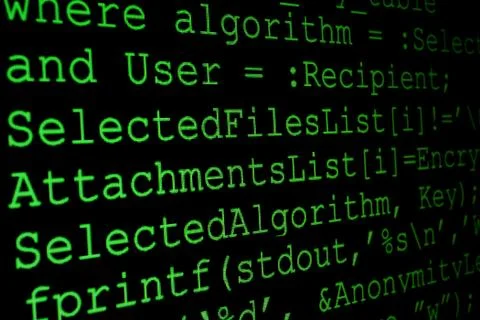 Program code on a monitor Stock Photos