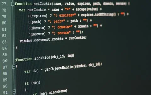 Program code on a monitor Stock-Fotos