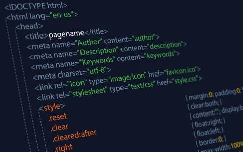 Program code on a monitor Stockfoto's