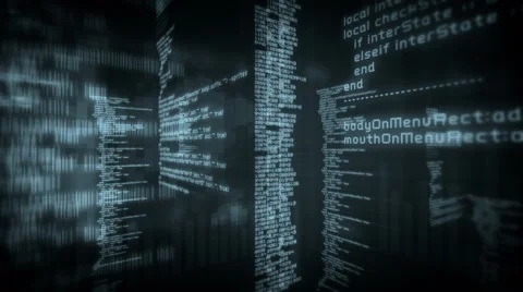 Program code moving on a computer screen. Loopable. Black. 2 in 1 file. 库存影片 54842188