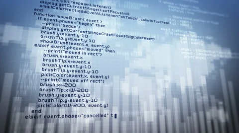 Program code moving on a computer screen. B&amp;W/multicolored. Loopable. Stock Footage 59579929