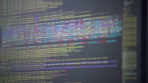 Program code moving on a computer screen Stock Footage 73591436