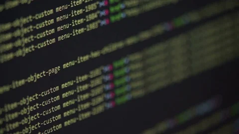 Program code moving on a computer screen Stock Footage 73591856