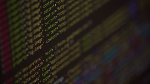 Program code moving on a computer screen Video stock 73592351