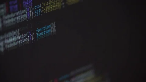 Program code moving on a computer screen Stock Footage 74435551