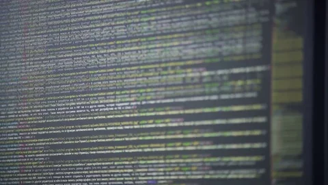 Program code moving on a computer screen Stock Footage 74639813