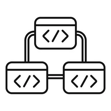 Program code network architecture symbolizing software development process イラスト素材