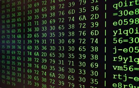 Program code on PC screen Stock Photos