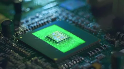 Program code on a processor, symbolizing the operation of an electronic device Stock Footage 313220032