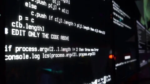 Program code on the screen, dark background, close-up. Stock Footage 72146363