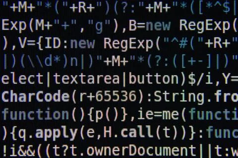 Program Code on Screen Stock Photos