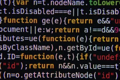 Program Code on Screen Stock Photos