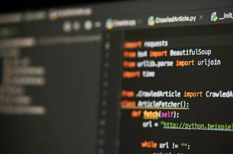 Program code on screen 库存照片