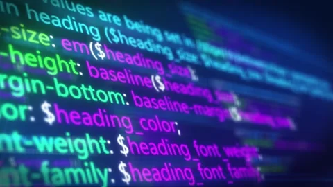 Program code scrolling on a computer screen Stock Footage 303537226