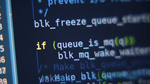 The program code scrolls on the computer screen Stock Footage 105435014