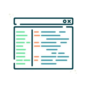 Program code vector illustration. Page filled outline icon. 스톡 일러스트