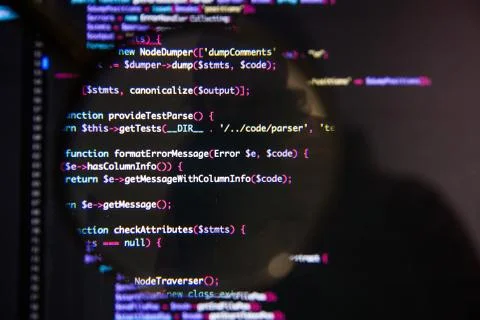 Program code visualization illustrative concept on display screen through Stock-Fotos