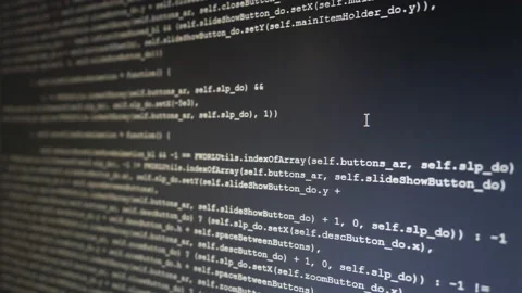 Program code web software development, close-up screen lateral view Stock Footage 142898311